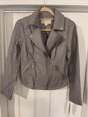 Nordstrom Women's Grey Leather Moto Jacket